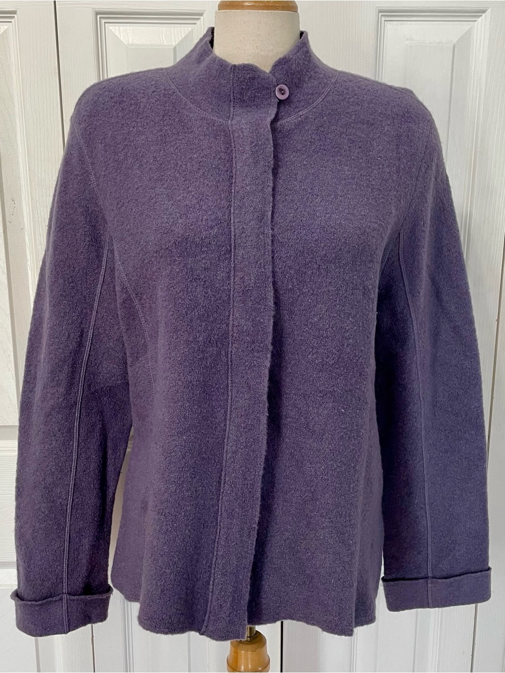 Deane & White Women’s Purple Boiled Wool Lavender Zip Up Coat